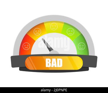 Customer satisfaction meter, speedometers and indicators with emoticons Stock Vector