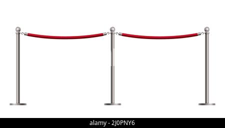 barricade realistic red rope. Vector illustration 3D Stock Vector