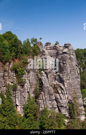 Panoramic view of the Elbe Sandstone Mountains Stock Photo