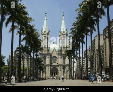 Sé Cathedral, Sé Square, Center, São Paulo, Brazil Stock Photo