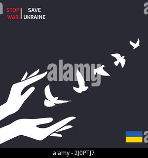 Human hands with doves in Ukraine Stock Vector