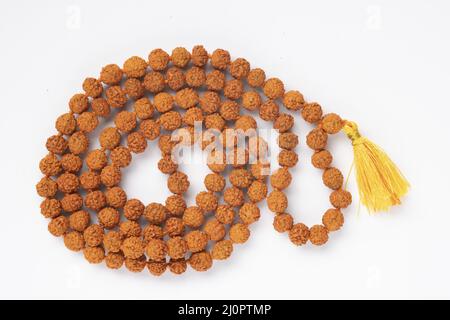 Rudraksha Japa Mala Bracelet, Authentic Indian 108 Beads. Effective in controlling stress. Stock Photo