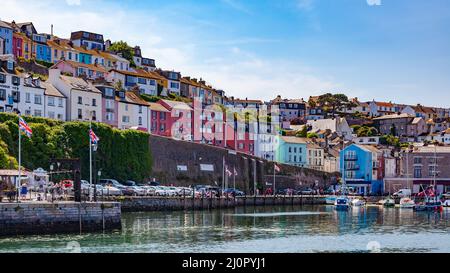 BRIXHAM, DEVON, UK - JULY 28 : View of Brixham Harbour in Devon on July 28, 2012. Unidentified people Stock Photo