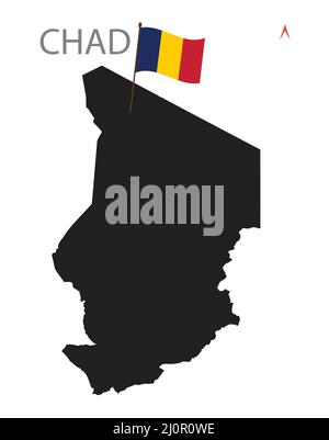 Silhouette Chad Map with Province Vector Illustration Stock Vector