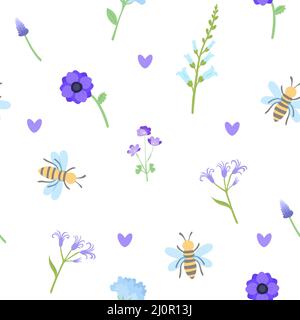 Spring seamless pattern with flowers and vector Stock Vector