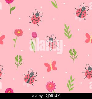 Spring seamless pattern with flowers and vector Stock Vector