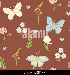 Spring seamless pattern with flowers and vector Stock Vector