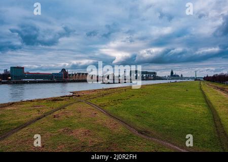 Panoramic view of Cologne and Cologne Cathedral Stock Photo