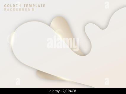 Abstract luxurious stripe golden design template artwork. Wavy line overlapping template of elegant background. Illustration vector Stock Vector