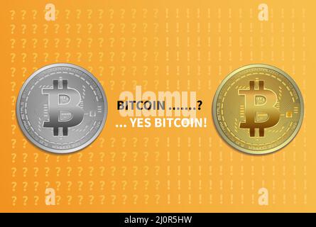 Bitcoin coins with orange background vector Stock Vector