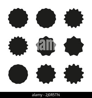 set of black starburst icons on white background Stock Vector