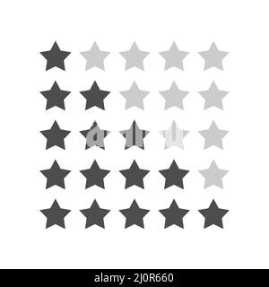 Set of 5 stars on a white background. Stock Vector