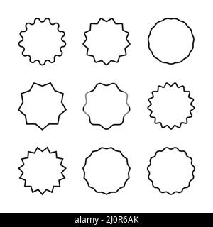 set of black starburst icons on white background Stock Vector