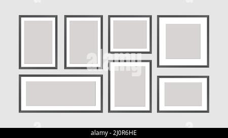 Collection of black frames, stylish black photo  Stock Vector