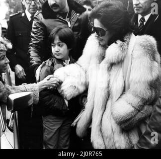 Yoko Ono and her son Sean Lennon visit Strawberry Field in Liverpool. 24th January 1984. Stock Photo