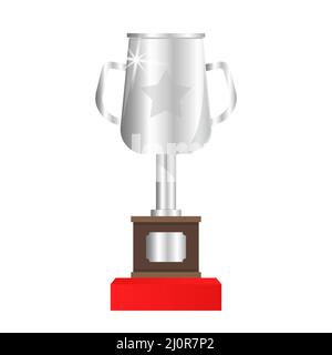 silver cup, second place, vector flat icon Stock Vector