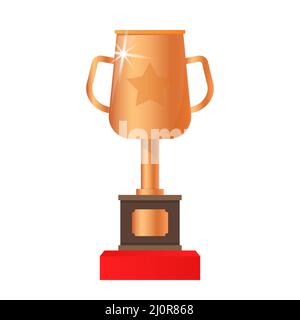bronze cup, third place, vector flat icon  Stock Vector