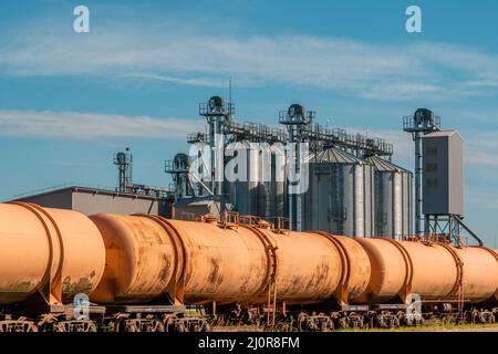 Railway tanks for mineral oil and other cargoes Stock Photo