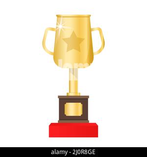golden trophy cup, first place, vector flat icon Stock Vector