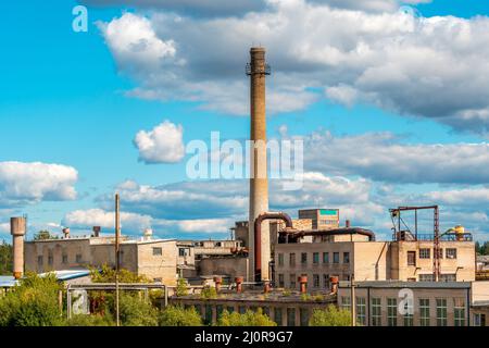 Huge pipe of an old factory Stock Photo