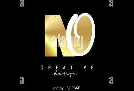 Golden Letters MO logo with a minimalist design. Letters M and O with geometric and handwritten typography. Creative Vector Illustration with letters. Stock Vector