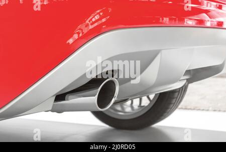 New exhaust of a sports car Stock Photo