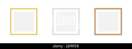 Photo frame square mockup collection. Realistic empty frames set. Stock Vector