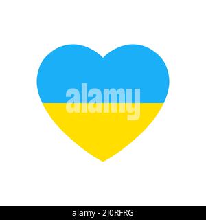Ukrainian round flag in heart shape. National Ukraine circular flag icon. Stock Vector