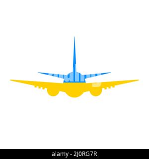 Airplane icon. Ukrainian plane. Vector isolated illustration isolated on white Stock Vector