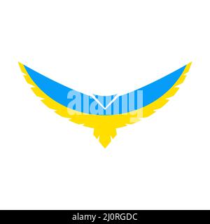 Flying bird of peace. Bird in Ukrainian flag colors Stock Vector