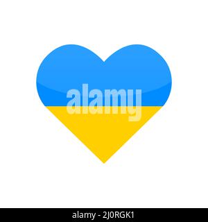 Ukrainian round flag in heart shape. National Ukraine circular flag icon. Stock Vector