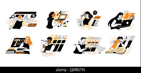 Set of professional Writers Stock Vector