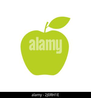 Apple green silhouette icon. Vector isolated on white. Stock Vector