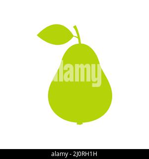 Pear green silhouette icon. Vector isolated on white. Stock Vector