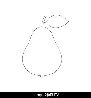 Pear fruit continuous line art. Hand drawn pear. Vector isolated on white. Stock Vector
