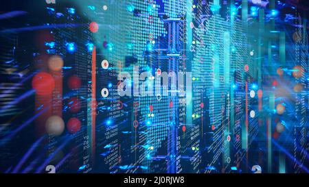Connectivity concept, connect points with analytics through the data transformation process, cyber chain, big data, futuristic, artificial intelligenc Stock Photo