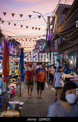 Pattaya Thailand, Naklua night market with lots of street food, local Thai market with people selling food Naklua Night Market Stock Photo