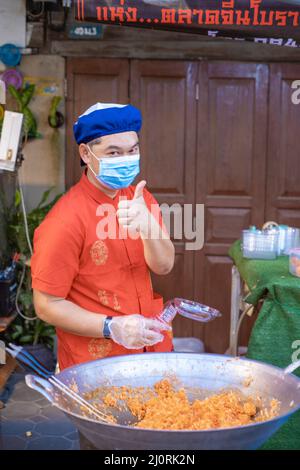 Pattaya Thailand, Naklua night market with lots of street food, local Thai market with people selling food Naklua Night Market Stock Photo