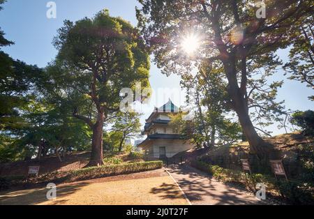 The way to the Fujimi Yagura defensive turret of Edo castle. Imperial Palace. Tokyo. Japan Stock Photo