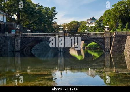 Seimon Ishibashi Bridge at Imperial Palace in Tokyo, Japan Stock Photo