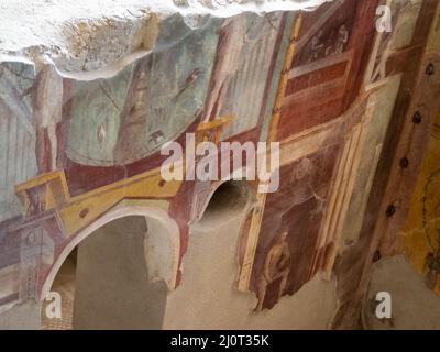 Wall frescoes of the Casa del Criptoportico, Pompei Stock Photo