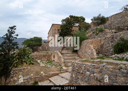 From Spinalonga. The «Lepra» Island in the Golf of Elounda, neat Plaka om eastern Crete. Stock Photo