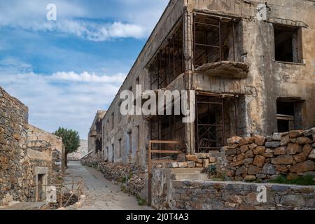 From Spinalonga. The «Lepra» Island in the Golf of Elounda, neat Plaka om eastern Crete. Stock Photo