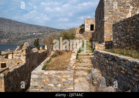 From Spinalonga. The «Lepra» Island in the Golf of Elounda, neat Plaka om eastern Crete. Stock Photo