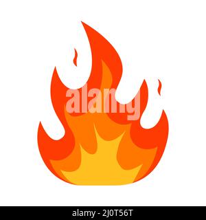 Fire flame icon. Bonfire color symbol. Vector isolated on white background. Stock Vector