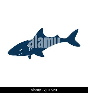 Shark silhouette. Ocean animal. Vector isolated on white. Stock Vector