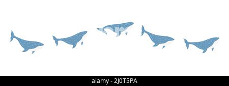 Whale blue animal. Sperm whale character. Ocean animal symbol. Stock Vector