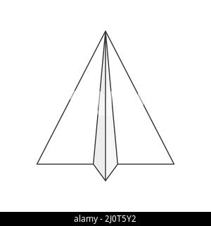 Paper line airplane. Sending message linear symbol. Vector isolated on white. Stock Vector
