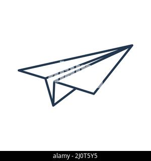 Paper line airplane. Sending message linear symbol. Vector isolated on white. Stock Vector
