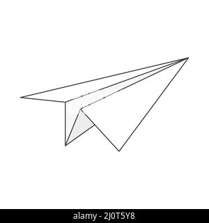 Paper line airplane. Sending message linear symbol. Vector isolated on white. Stock Vector